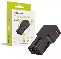 Mobile Origin Travel adapter 25W, EU/US/UK/AU, juodas
