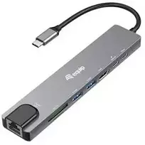HUB USB Equip Equip Adapteris USB-C -> HDMI.GbE.3xUSB3.2 Gen1.SD/TF.PD 100W