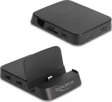 „DeLOCK“ 4K išmaniojo telefono prijungimo stotelė su integruotu laikikliu – HDMI/USB/šabukas/SD/Micro SD, skirta „Android“ arba „Windows“
