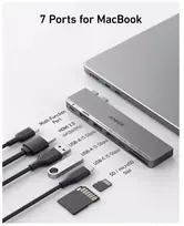 Anker 547 USB-C 7‑in‑2 hubas su HDMI 4K 60 Hz, 100 W PD, skirtas MacBook