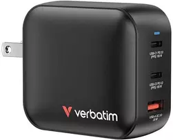 Laidinis įkroviklis Verbatim Mini GaN 100W 2xUSB-C PD/1x USB-A QC juodos spalvos 32230