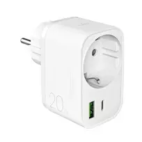 Puro 20W Power Delivery Charger su Schuko Plug and Socket 1x USB-C + 1x USB-A – baltos spalvos