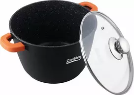 LIEDINTAS ALIUMINIO PUODAS SU DANGČIU, 24 CM X 16,5 CM, 6,3 L, TAMSIOSIOS LINIJOS, „COOKING BY HEINNER“
