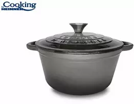 EMALIUOTA KETINIO KEPTUVO SU DANGČIU 22 X 9,5 CM, 2,9 L, MARMURO PILKO, „COOKING BY HEINNER“