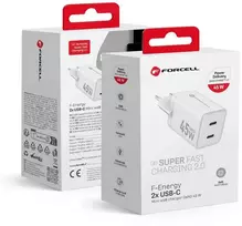 Įkroviklis Forcell (VT-36B) (2xUSB-C 3A 45W) baltas