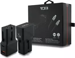 Laidinis įkroviklis TUMI Travel Adapteris 25W USB-C / USB-A + Kabelis USB-C/USB-C juodos spalvos