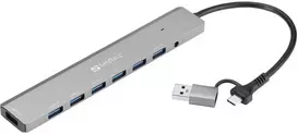 HUB USB Sandberg 136-66 huby i koncentratory USB 3.2 Gen 1 (3.1 Gen 1) Type-A + Type-C 5000Mbit/s