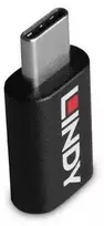 USB Adapteris - LINDY USB 3.2 Type C į C M/F Adapteris, 100W Duomenų Blokatorius, Juodas
