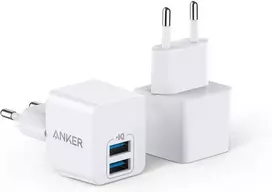 „Anker PowerPort Mini“ dvigubas sieninis įkroviklis, 2 vnt., kompaktiškas USB įkroviklis, 2,5 A galia