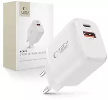 „Tech-Protect NCA20 PD 20W QC3.0 USB-A / USB-C“ sieninis įkroviklis - Baltas