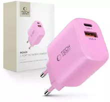 „Tech-Protect NCA20 PD 20W QC3.0 USB-A / USB-C“ sieninis įkroviklis - Rožinė