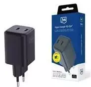 Laidinis įkroviklis 3MK Hyper Charger PD 45W GaN QC4+ PPS 2C Super-Fast Charge 2.0 juodos spalvos