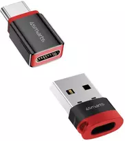 Adapteris 4smarts Data Blocker USB-C į USB-A/USB-C juodas 2vnt.