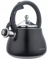 Virdulys, Švilpiantis virdulys, nerūdijančio plieno, juodas su sidabro elementais, 2,8 l, Klausberg, kb-7918
