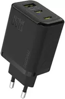 Dudao A29 65W GaN laidinis įkroviklis 2 x USB-C + 1 x USB-A – juodos spalvos