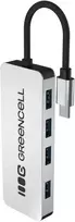 Green Cell Žalias Cell Adapteris Basic HUB Greencell USB-C 4in1 (4×USB-A 3.0) – greitas perdavimas iki 5Gb/s, aliuminio korpusas