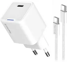 ColorWay 1x USB-C/ mains charger/ GaN/ PD/ PPS/ 25W, Baltas