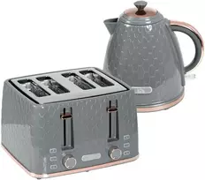 HOMCOM 2-in-1 virtuvės rinkinys, skrudintuvas ir virdulys, kelių pasirinkimų, 1,7 l, 4 skrudintos duonos riekelės vienu metu, plastikas, pilka