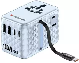 Verbatim kelioninis įkroviklis EU/UK/US GaN 2xUSB-C/2xUSB-A/1xUSB-C PD 100W mėlynos spalvos 30192