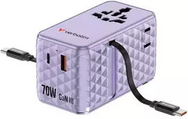 Verbatim Travel Adapteris EU/UK/US GaN 1xUSB-C/1xUSB-A/2xUSB-C PD 70W violetinė 30188