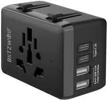 Blitzwolf BW-TA1 4 viename kelioninis adapteris su 2 USB + C + PD 20W