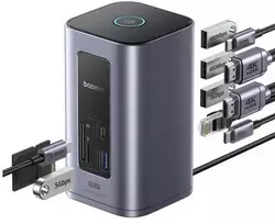 Jungčių stotelė / adapteris 1in12 USB C kištukas - 2xHDMI RJ45 SD/TF USB3 NU1 Air Spacemate BASEUS