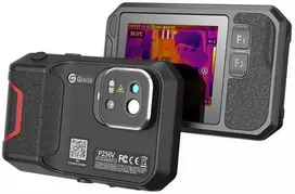 „Guide Sensmart PF210“ terminio vaizdo kamera. Vanadžio oksido neaušinami židinio plokštumos masyvai. Juodas, 256 x 192 pikselių. Integruotas LCD ekranas.