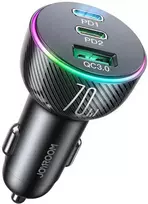 Joyroom automobilinis įkroviklis 70 W su 3 prievadais: USB, 2 x USB C juodas (JR-CL26)