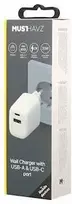 Musthavz 2 Port PD Charger USB-A + USB-C 20W – Baltas