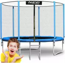 Sodo trampolinas 252 cm su apsauginiu tinklu ir kopėčiomis, lauko trampolinas, apvalus trampolinas vaikams, šokinėjimo trampolinas