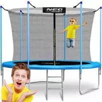 Sodo trampolinas 312 cm su apsauginiu tinklu ir kopėčiomis, lauko trampolinas, apvalus trampolinas vaikams, didelis trampolinas