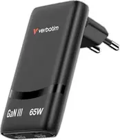 Verbatim GaN Travel Charger Fold 'n' Go 65W, 2×USB-C PD EU Plug, Juodas