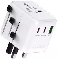 SBS Travel Adapteris 2xUSB-C 1xUSB-A Universal - Baltas