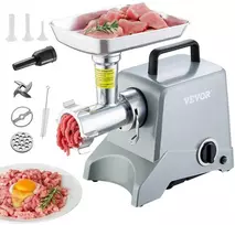Elektrinė mėsmalė, 2.27 kg talpa, dešrų kimšimo aparatas, tvirtas aliuminio korpusas, mėsos apdorojimas namuose, greitas malimas
