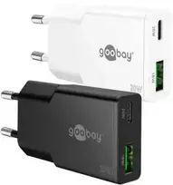 Goobay Dvigubas USB-C™ PD GaN plonas greitasis įkroviklis (20 W)