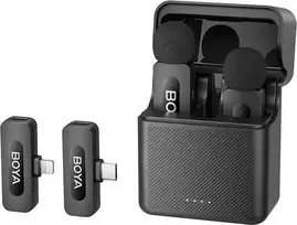 BOYA belaidis mikrofonas BY-V3 Combo 2.4GHz, su 2 siųstuvais ir 2 imtuvais (C tipo ir „Lightning“) Juodas EU
