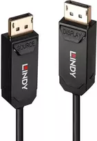 DisplayPort Kabelis - LINDY Šviesolaidinis Hibridinis DisplayPort 2.0 UHBR10 Kabelis, M/M, 40 m, Juodas