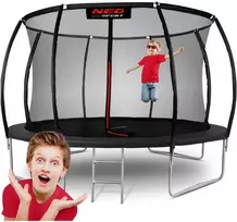 Apvalus 374 cm (12 pėdų) batutas su vidiniu tinklu, sodo batutas, lauko batutas, batutas su apsauginiu tinklu, batutas vaikams