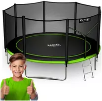 Lauko batutas 404 cm su apsauginiu tinklu ir kopėčiomis, didelis batutas, sodo batutas, vaikiškas batutas