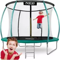 10 pėdų sodo trampolinas su apsauginiu tinklu ir kopėčiomis, 312 cm lauko trampolinas, apvalus trampolinas vaikams, didelis trampolinas
