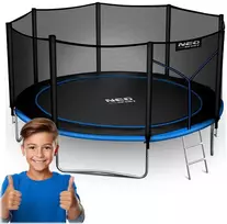 Lauko trampolinas 404 cm su apsaugos tinklu ir kopėčiomis, didelis batutas, kiemo batutas, vaikiškas batutas