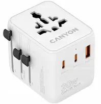 CANYON kelioninis adapteris OnTour 20 ES/JK/JAV/Australijos 20 W, baltas