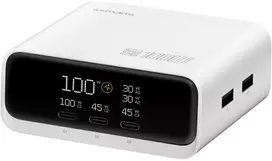 Įkrovimo stotelė 4smarts stalo įkroviklis GaN ekranas 100W 3xUSB-C + 2xUSB-A balta
