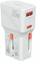 Įkroviklis podróży 4smarts World Travel Adapteris Nomad Pocket 25W USB-C/USB-A baltas