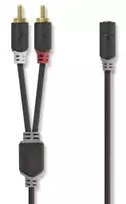 Nedis Stereo Audio kabelis 2x RCA (M) - jack 3.5 mm (F) 0.20 m juoda