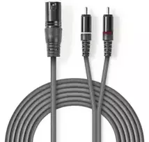 „Nedis“ subalansuotas garso kabelis XLR 3 kontaktų (M) - 2x RCA (M) 1,50 m, tamsiai pilkas