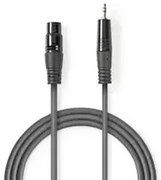 „Nedis“ subalansuotas garso kabelis XLR 3 kontaktų (F) - 3,5 mm lizdas (M) 3,00 m, tamsus pjūklo dantų raštas