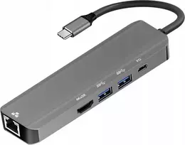 Adapteris HUB 5in1 USB C ART OEM-C15-1 sidabrinis