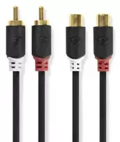 Nedis Stereo Audio kabelis 2x RCA (M) - 2x RCA (F) 2.00 m juoda