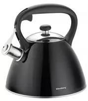 Klausberg KB-7208 3L juodas INOX nerūdijančio plieno virdulys su švilpimu